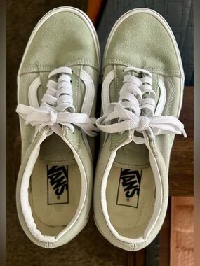 Vans Old Skool Sneakers in Sage Green and White